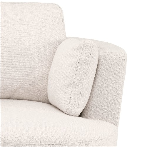 Fauteuil avec base pivotante couvert avec tissu avalon white avec 2 coussins 24-Clarissa
