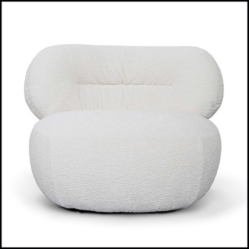 Armchair with foam and with white fluffy fabric 157-Fleecy Lounge