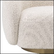 Détails du tissu bouclé creme et de la base en aluminium finition laiton brossé Fauteuil Pivotant Eichholtz Brice