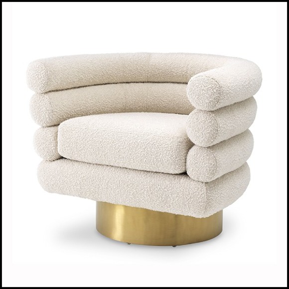 Fauteuil base pivotante avec bouclé crème 24-Maguire