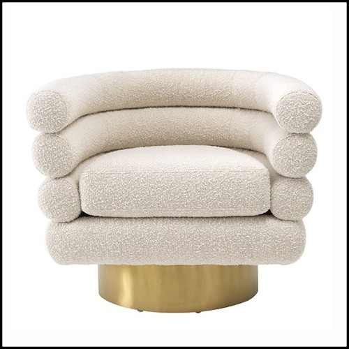Fauteuil base pivotante avec bouclé crème 24-Maguire