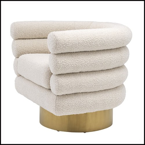 Fauteuil base pivotante avec bouclé crème 24-Maguire