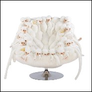 Fauteuil réalisé avec petites peluches de singe blancs 188-Apes White