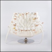 Fauteuil réalisé avec petites peluches de singe blancs 188-Apes White