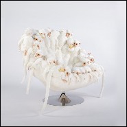 Fauteuil réalisé avec petites peluches de singe blancs 188-Apes White