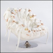 Fauteuil réalisé avec petites peluches de singe blancs 188-Apes White