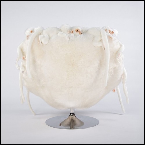 Fauteuil réalisé avec petites peluches de singe blancs 188-Apes White