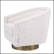 Armchair with velvet fabric in bouclé cream finish and base in matte gold finish 24-Catene Bouclé Cream