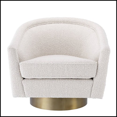 Fauteuil avec tissu velours coloris bouclé cream et base finition gold matte 24-Catene Bouclé Cream