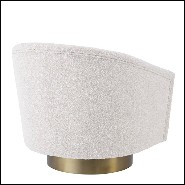 Armchair with velvet fabric in bouclé cream finish and base in matte gold finish 24-Catene Bouclé Cream
