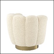 Fauteuil rotatif avec tissu velours finition shearling style et base en laiton brossé 24-Mirage Shearling Style