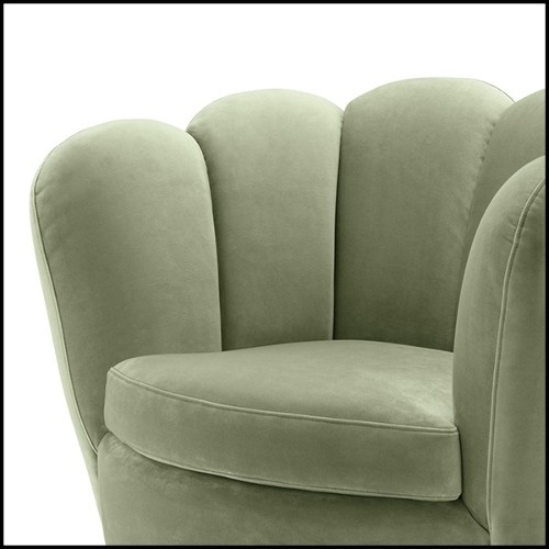 Armchair swivel with pistache velvet fabric and brushed brass base 24-Mirage Pistache