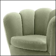 Fauteuil rotatif avec tissu velours coloris pistache et base en laiton brossé 24-Mirage Pistache