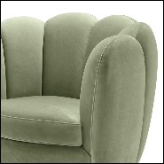 Fauteuil rotatif avec tissu velours coloris pistache et base en laiton brossé 24-Mirage Pistache