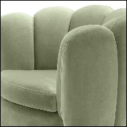 Fauteuil rotatif avec tissu velours coloris pistache et base en laiton brossé 24-Mirage Pistache