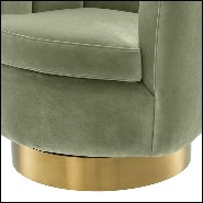 Armchair swivel with pistache velvet fabric and brushed brass base 24-Mirage Pistache
