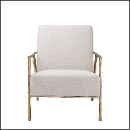 Armchair in gold finish covered with panama natural 24-Antico