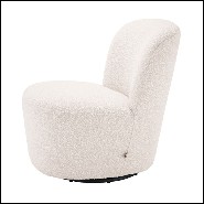 Armchair in boudoir style with swivel base upholstered with boucle cream fabric 24-Doria