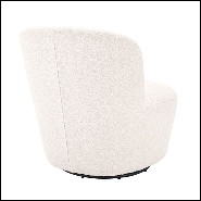 Armchair in boudoir style with swivel base upholstered with boucle cream fabric 24-Doria