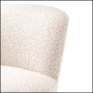 Armchair in boudoir style with swivel base upholstered with boucle cream fabric 24-Doria