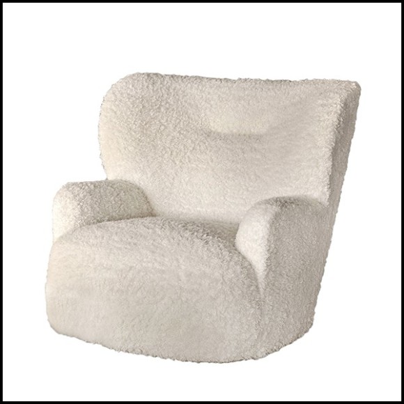 Fauteuil sur base pivotante rembourré de mousse et couvert de tissu polaire amovible 30-Lamby