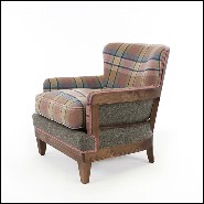 Armchair in solid wood and tartan fabric 176-Dundee