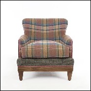 Fauteuil en bois massif et tissus tartan 176-Dundee