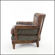 Armchair in solid wood and tartan fabric 176-Dundee