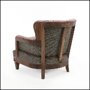 Armchair in solid wood and tartan fabric 176-Dundee