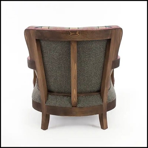 Armchair in solid wood and tartan fabric 176-Dundee