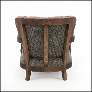 Armchair in solid wood and tartan fabric 176-Dundee