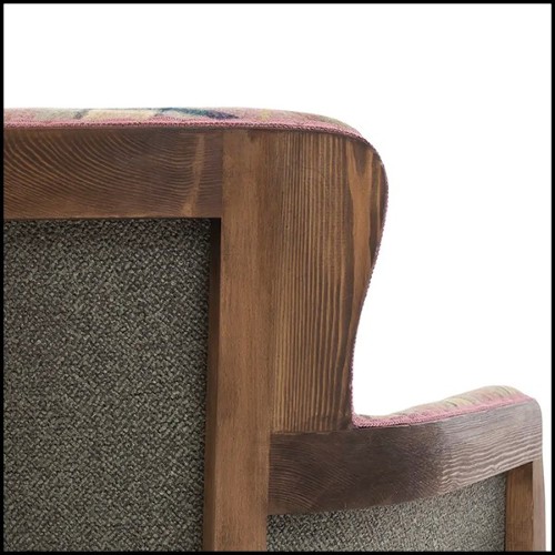 Fauteuil en bois massif et tissus tartan 176-Dundee