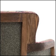 Armchair in solid wood and tartan fabric 176-Dundee