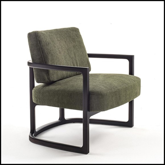 Armchair in solid ash wood and green velvet 163-Partner