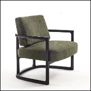 Fauteuil en frêne couvert avec velours vert 163-Partner