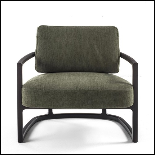 Armchair in solid ash wood and green velvet 163-Partner