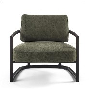 Armchair in solid ash wood and green velvet 163-Partner
