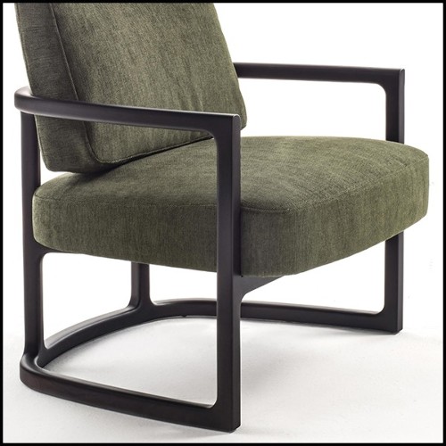 Fauteuil en frêne couvert avec velours vert 163-Partner