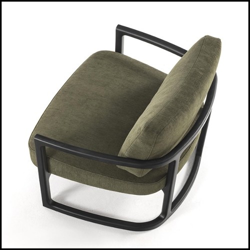 Armchair in solid ash wood and green velvet 163-Partner