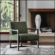 Armchair in solid ash wood and green velvet 163-Partner