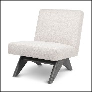Armchair vintage in mahogany and covered with natural loki fabric 24-Erudit