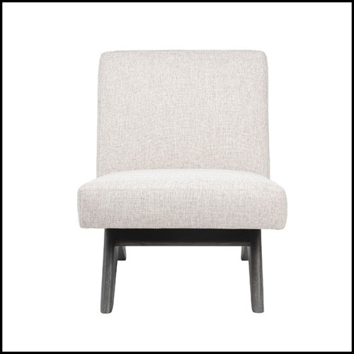 Armchair vintage in mahogany and covered with natural loki fabric 24-Erudit