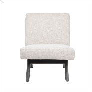 Armchair vintage in mahogany and covered with natural loki fabric 24-Erudit