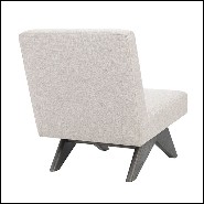 Armchair vintage in mahogany and covered with natural loki fabric 24-Erudit