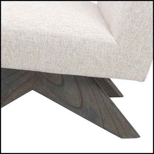 Armchair vintage in mahogany and covered with natural loki fabric 24-Erudit