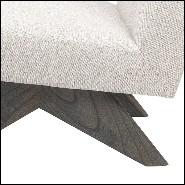 Armchair vintage in mahogany and covered with natural loki fabric 24-Erudit