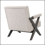 Armchair vintage style in mahogany wood and natural loki fabric 24-Erudit Living