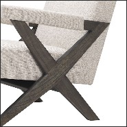 Armchair vintage style in mahogany wood and natural loki fabric 24-Erudit Living