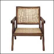 Fauteuil style vintage en bois massif finition classic brown et rotin 24-Aristide