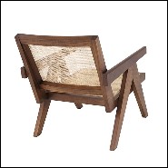 Fauteuil style vintage en bois massif finition classic brown et rotin 24-Aristide